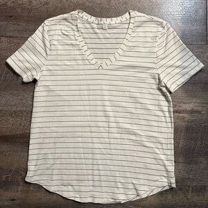 Lululemon Athletica white and Black Striped Short Sleeve Tee
